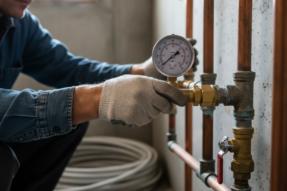 Pressure testing a repaired line during Water Line Repair in Sophia